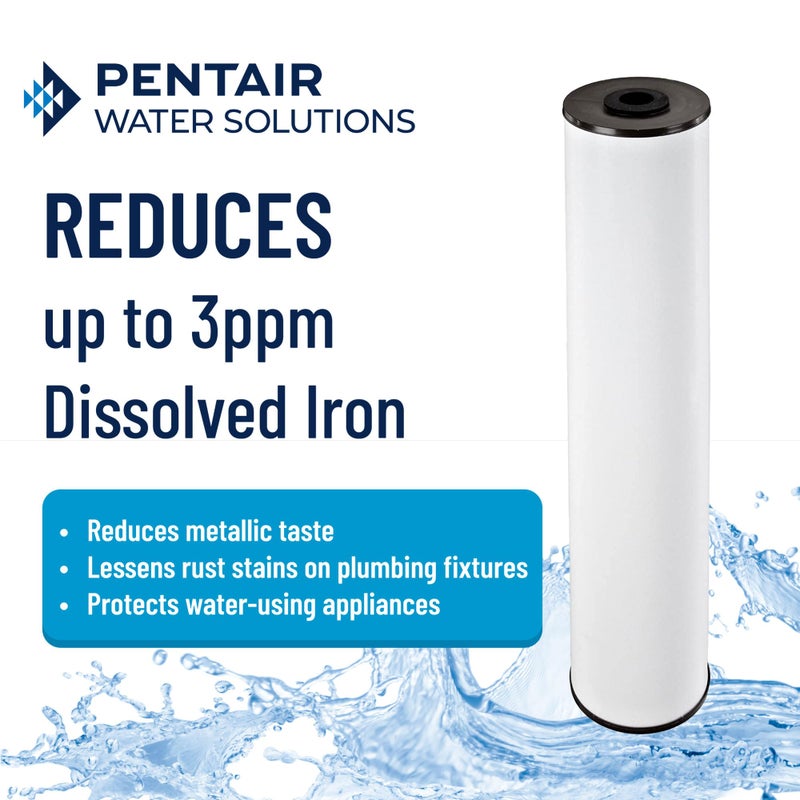 Pentek فلتر مياه بنتير بنتك RFFE20-BB بيج بلو، 20 بوصة، خرطوشة استبدال تقليل الحديد بتدفق شعاعي لكامل المنزل، 20" × 4.5"، أبيض - Image 2